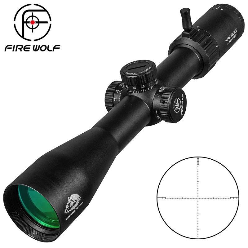 

FIRE WOLF 4-16x44 SF Scope Hunting Rifle Scope 30mm 1/10Mil Turret Adjust w/ Lock System High Definition w/ Wide Angle Eyepiece