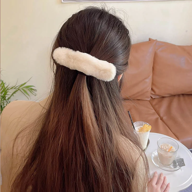 Jepit Rambut Elegan Solid Lembut Headwear untuk Wanita Aksesoris Rambut Mode Geometris Besar Jepit Rambut Cakar Jepit Rambut Elegan