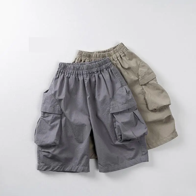 

2025 Summer New Children Casual Pants Cotton Boys Versatile Cargo Pants Solid Girls Thin Loose Shorts Kids Outdoor Trousers