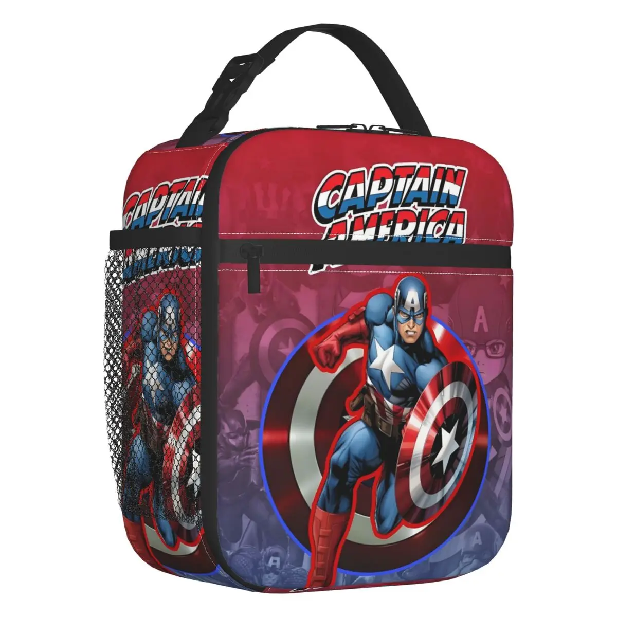 

Custom Captain America Anime Cartoon Lunch Bag Cooler Warm Cool Superhero Insulated Lunch Boxes for Children School