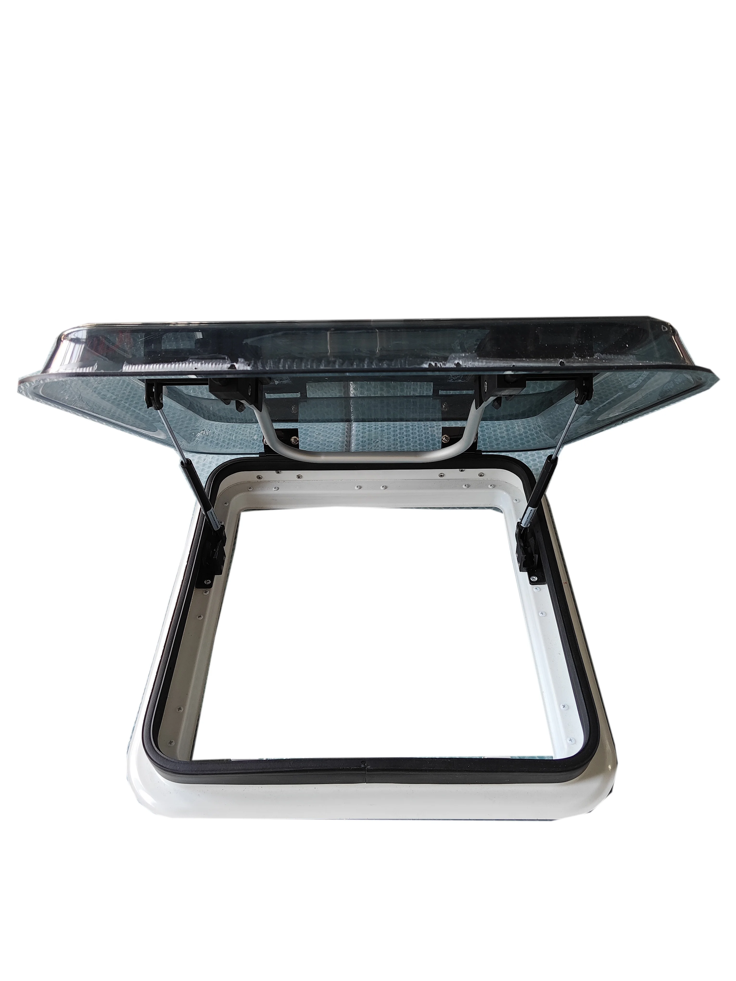 RV Skylight 800x500mm, Aluminum Alloy Camper Roof Window with 12V LED Light, Double-Layer Acrylic Hatch for Motorhome, Caravan