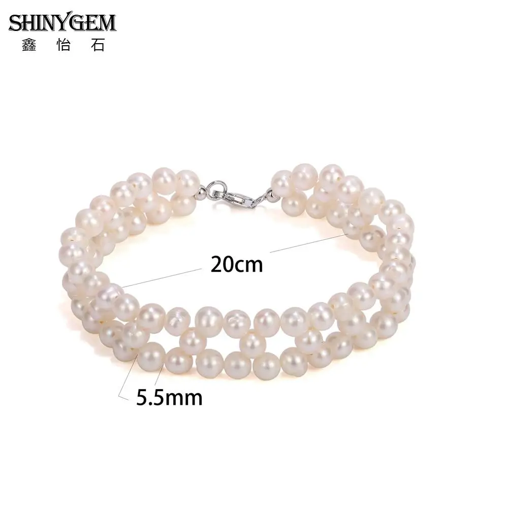 SHINYGEM Baroque Natural Freshwater Bracelet Making Hand Made Cute Accessories Valentine Gift White Pearl for Women 2026