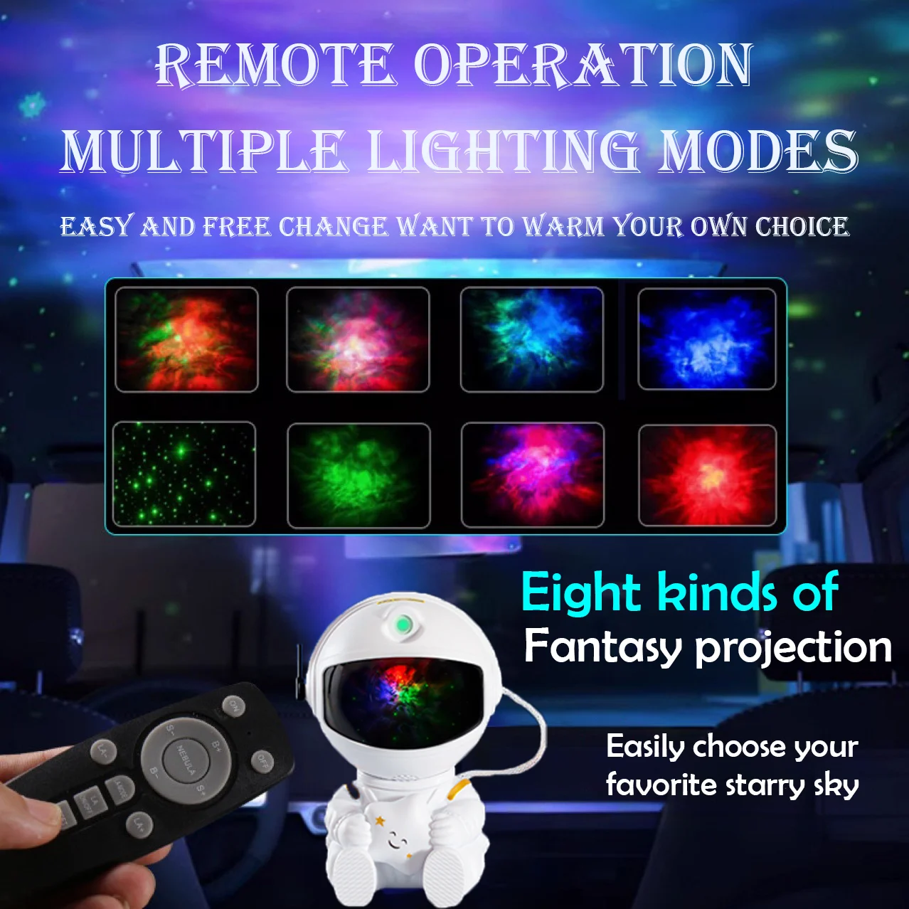 Kids Star DIY Projector Night Light with Remote Control 360 Adjustable Design Astronaut Nebula Galaxy Lighting for Children