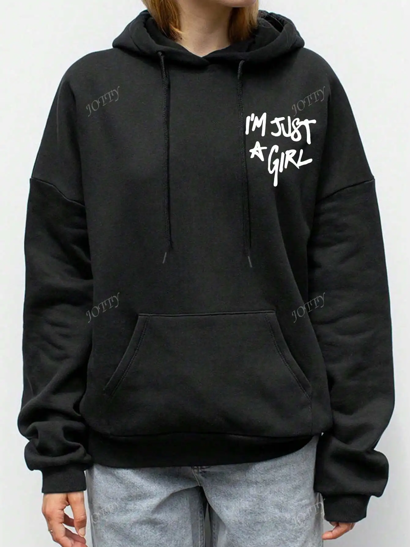 

Women's Slogan Print Drop Shoulder Hoodie,Long Sleeve Tops