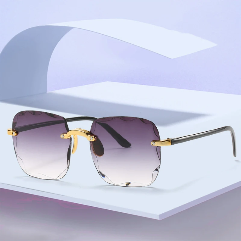 1/3PCS New Rimless Women's Sunglasses Fashion Gradient Lenses Sun glasses Lady Vintage Alloy Legs Classic Designer Shades UV400 - view 5