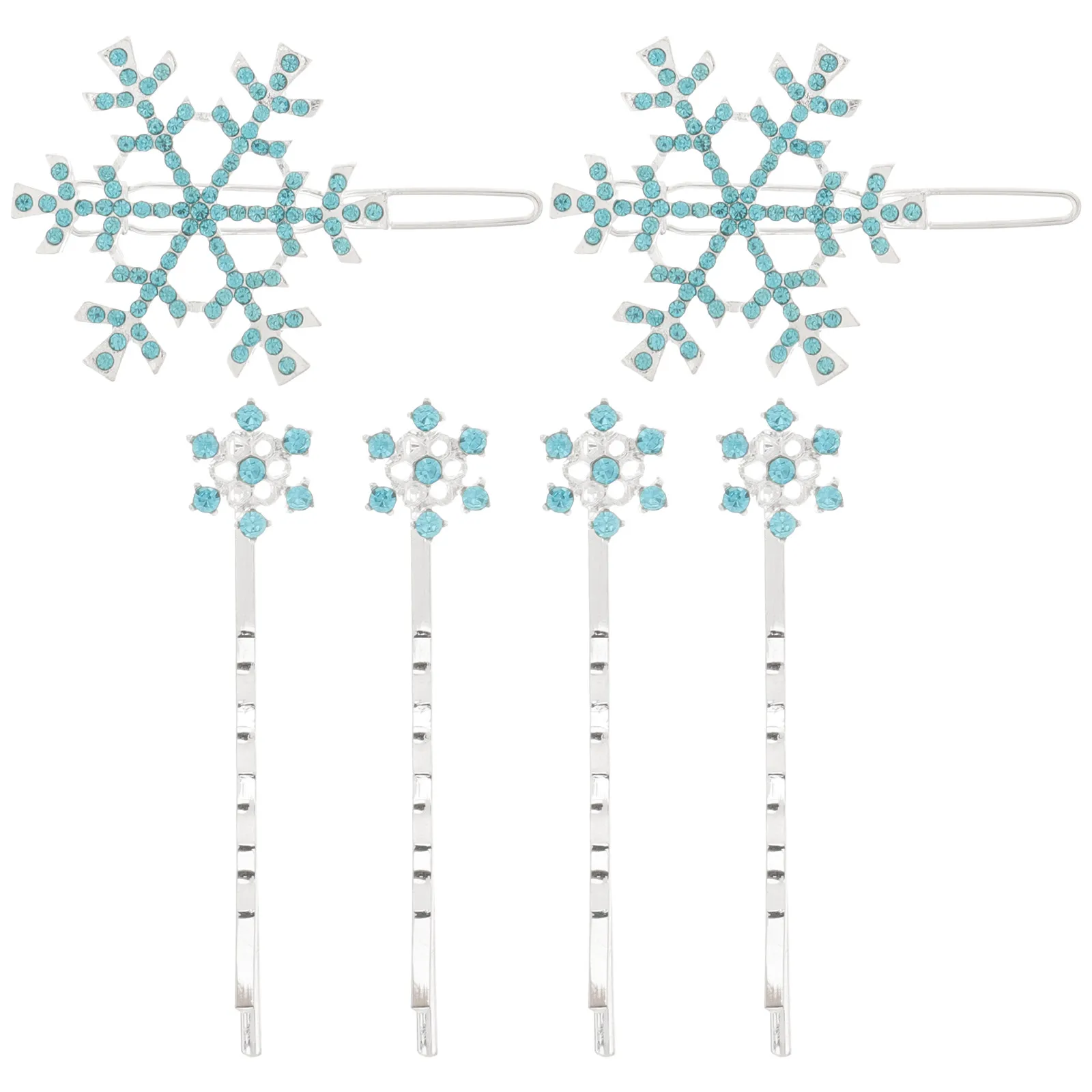 

6 Pcs Rhinestone Hair Barrettes Girl Clips Kids Snow Flake Snowflake Hairpins Glitter for Girls Accessories