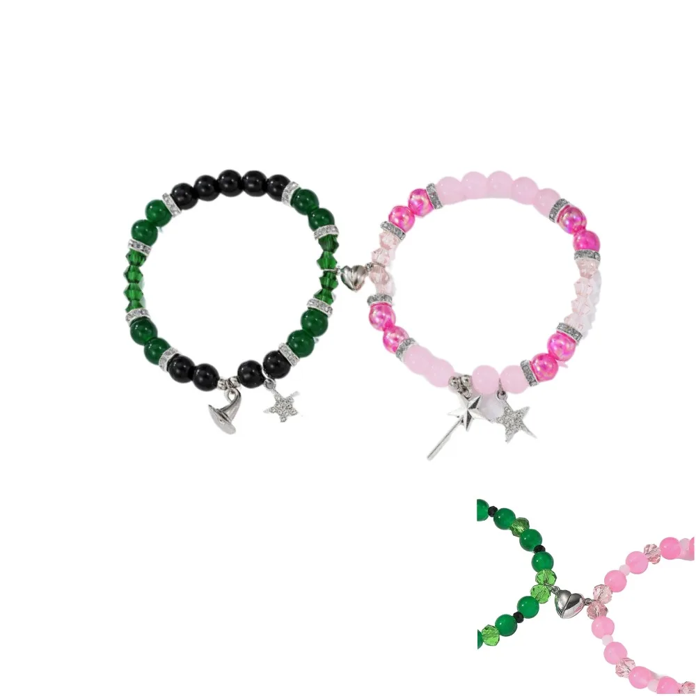 Elphaba Glinda Friendship Matching Bracelet Witch Rhinestone Crown Bestfriend Couples Fans Party Dress Accessories