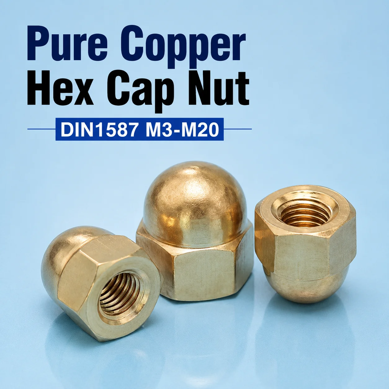 Pure Copper Hex Cap Nut DIN1587 M3-M20 Decorative Brass Acorn Nut Dome Nuts for Furniture Hardware Lighting Accessories