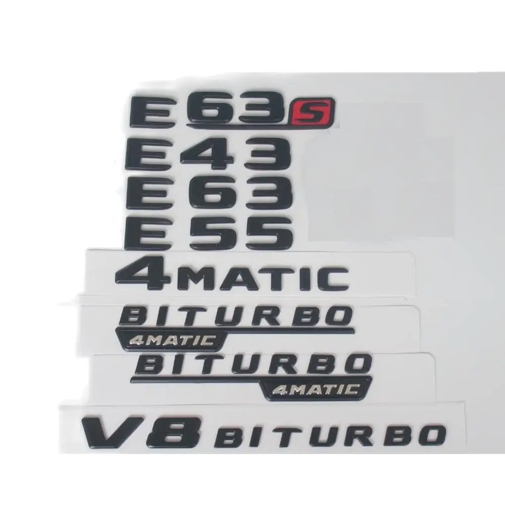 

Matt Black Letters Emblems Trunk BadgesFor Mercedes Benz W212 W213 S213 E43 E53 E63 E55 AMG V8 BITURBO 4MATIC+