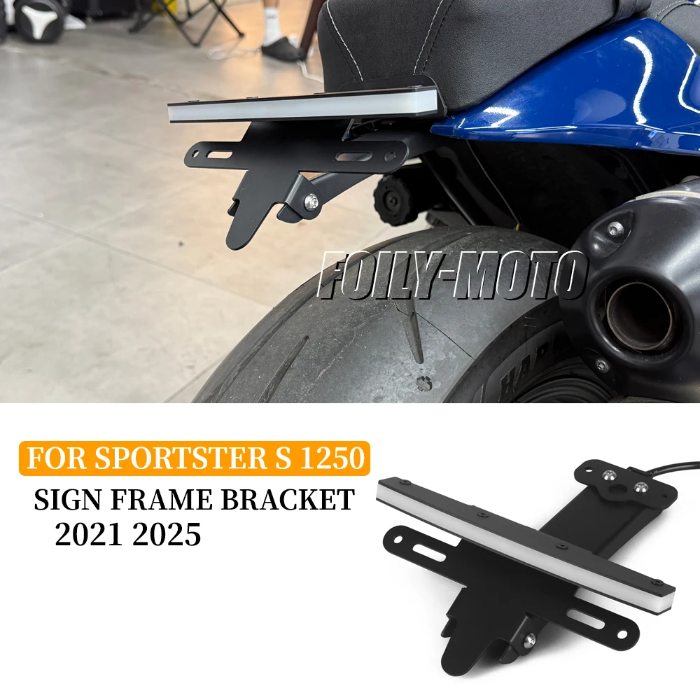 Motorcycle License Number Plate Frame Holder Bracket Adjustable Angle Accessories For Sportster S 1250 RH1250S 2021 2022
