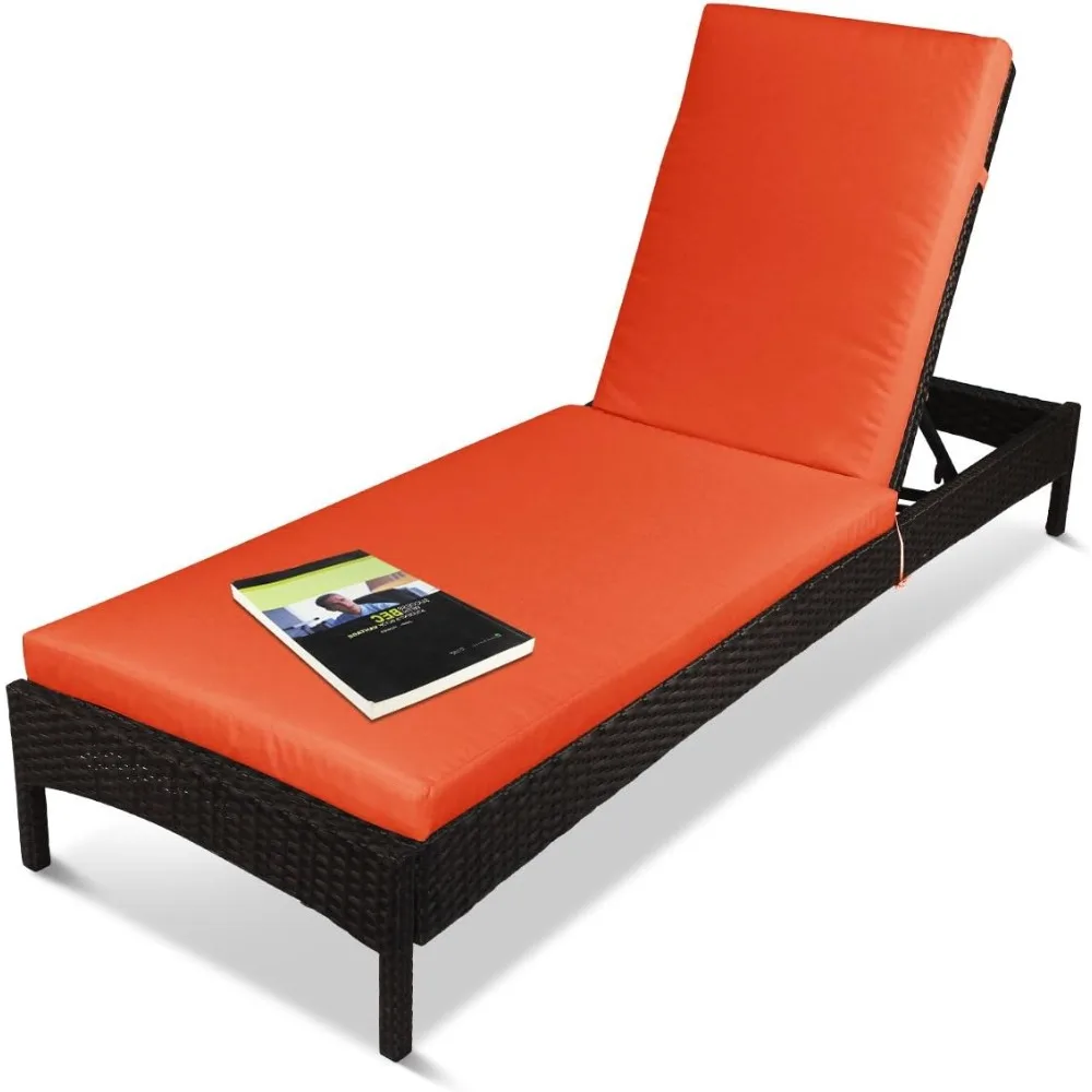 

Outdoor Chaise Lounge, Outdoor Patio Adjustable Chaise Lounger Recliner Lounge Chair, Rust-Resistant Aluminum Frame, with Cushi