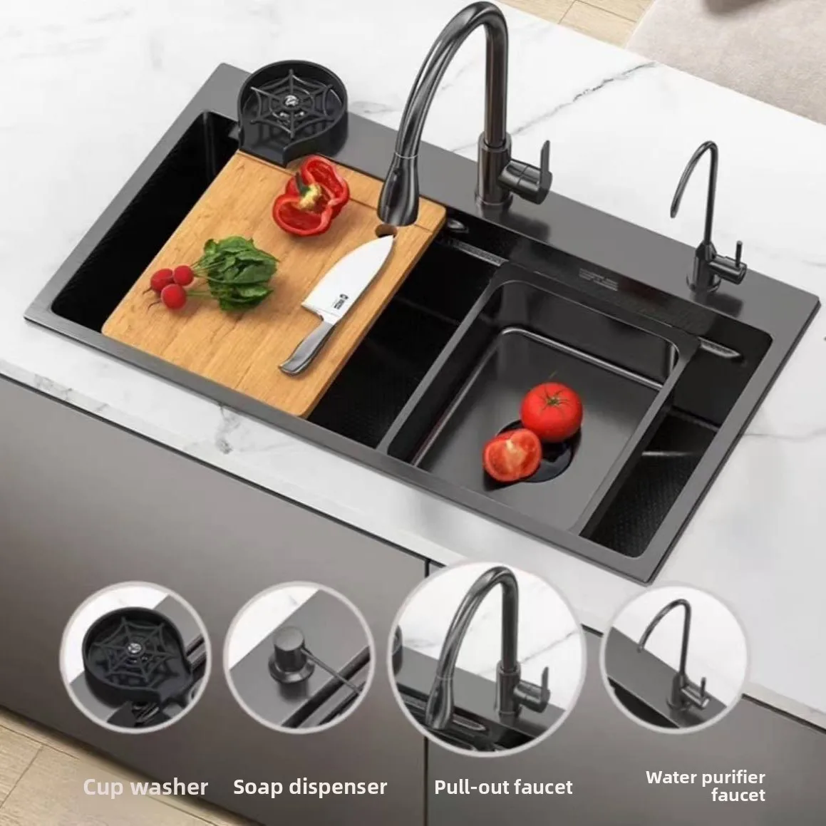 

Утолщенная сотовая тисненая устойчивая к царапинам бытовая кухонная мойка из нержавеющей стали для мытья посуды и мытья овощей