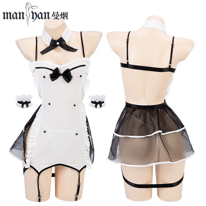 Anime stijl sexy lingerie kawaii lolita meid schort kostuums sexy uniform nachtjurk nachthemd nachtkleding homedress met slipje