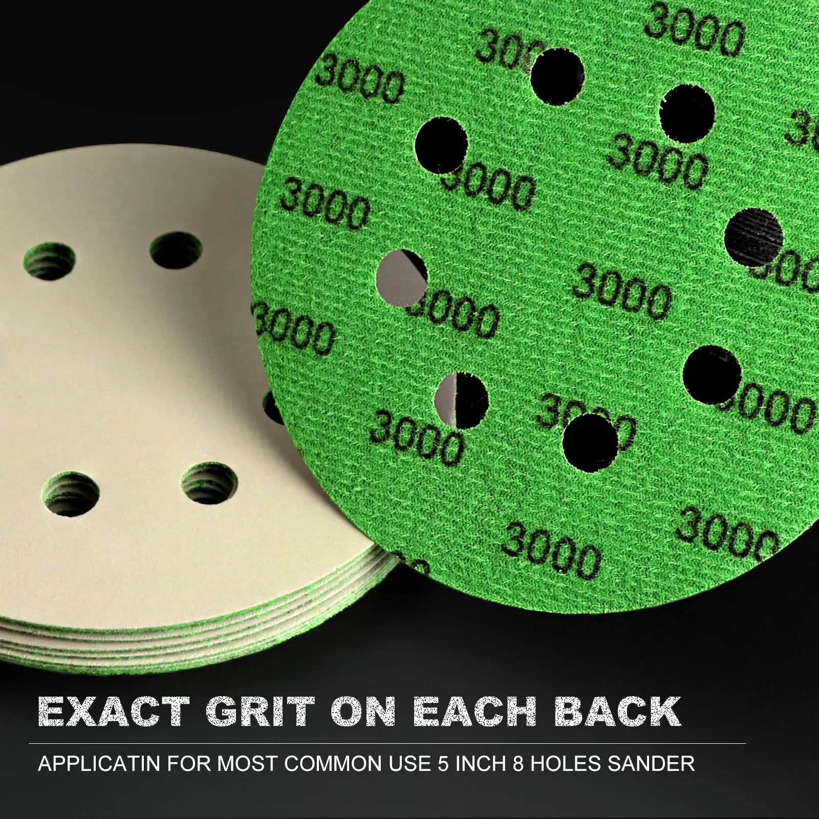 120pcs 5 Inch Sanding Discs Hook & Loop 8 Holes Wet Dry Orbital Sandpaper with Interface Pads Silicon Carbide Round Flocking San