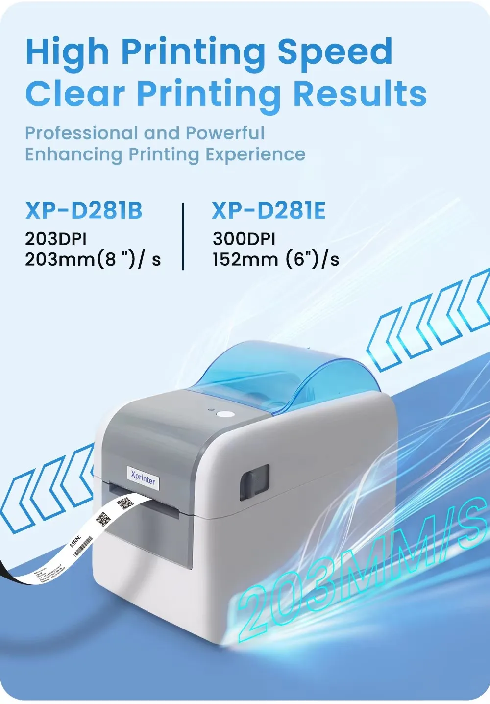 Impression thermique directe 300 DPI D281E