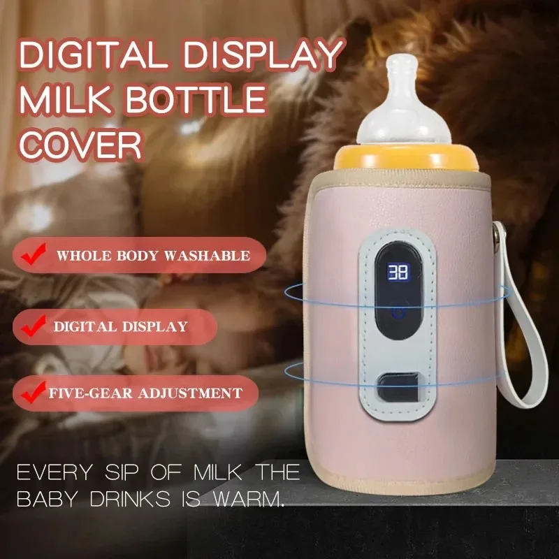 USB Milk Water Bottle Warmer  for Breastmilk and Formula with Led Display, 5 Temperature Adjustable Baby Milk Warm Keeper