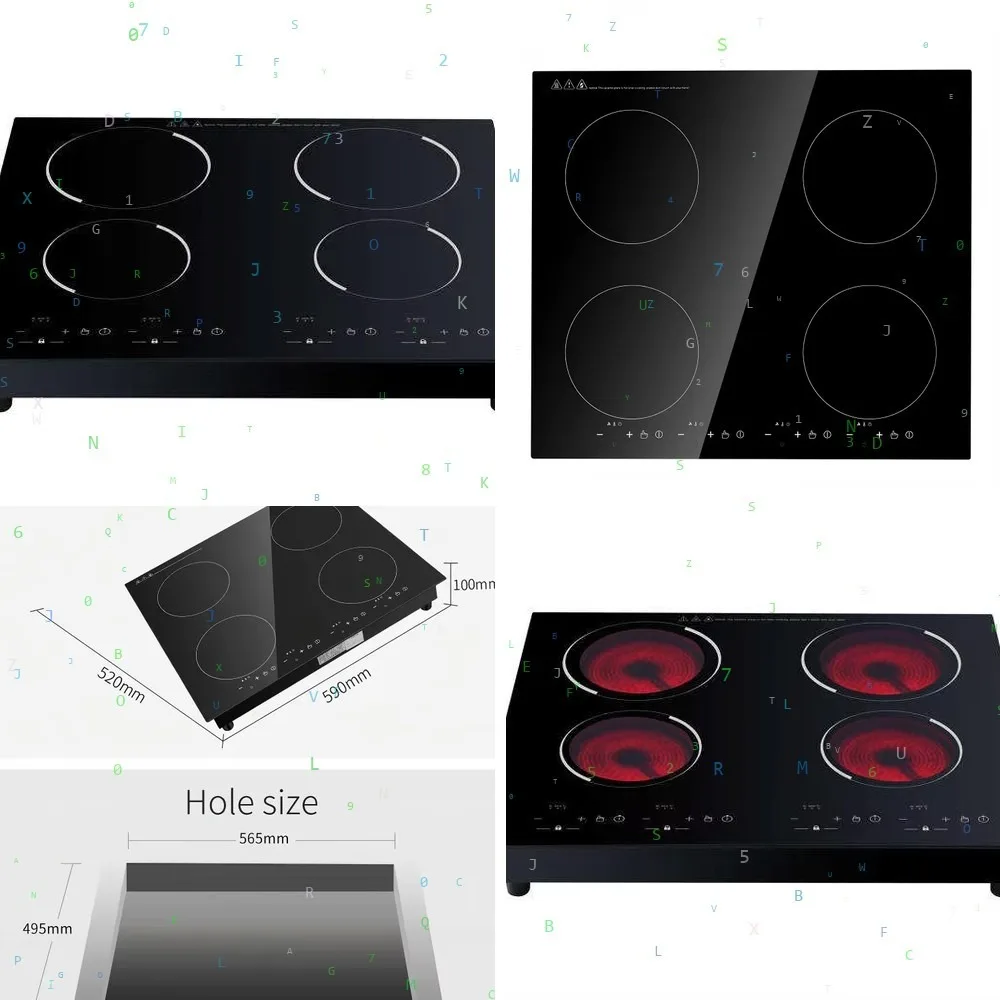 4-Burner Glass Ceramic Electric Cooktop Touch Control Dual Fuel Compatible Safety Protection Built-In