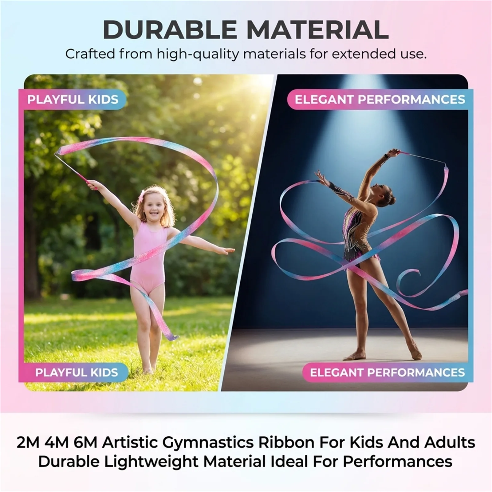 Professional Gymnastics Ribbon Lightweight for Performance Stage Durable Rhythmic Dance Prop for Kids and Adults