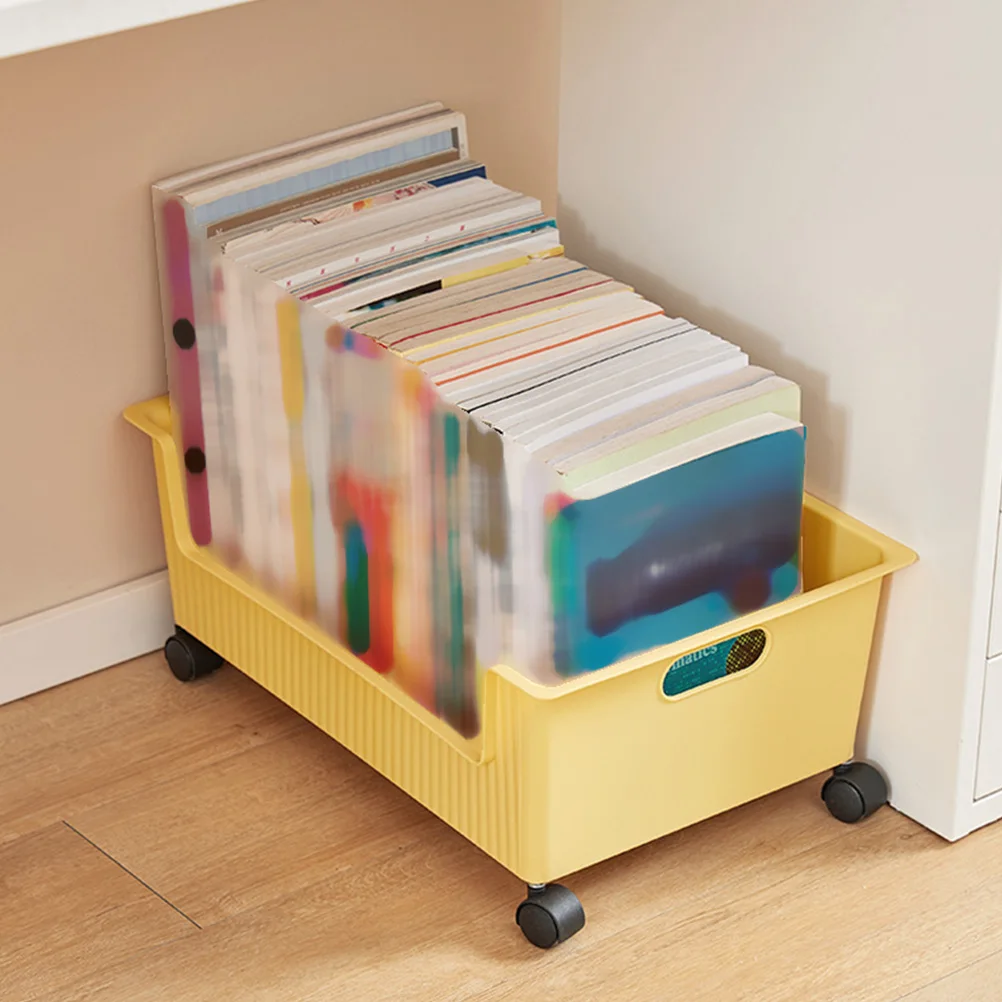 

Plastic Book Storage Organizer Case on Wheels Multipurpose Large Capacity for Bedroom Office Desk Bed Sofa Cabinet