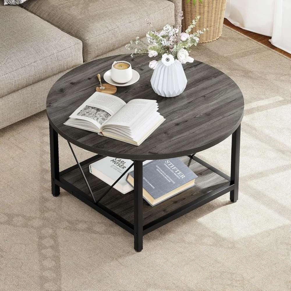Coffee Tables for Living Room, Round Coffee Table, Small Coffee Table with Storage