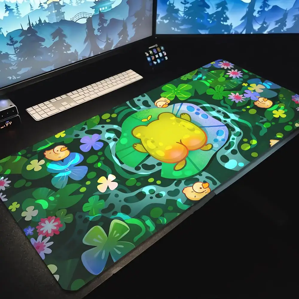 

Cute Cartoon Frog Duck Mouse Pad Green Large Computer Keyboard Pads Natural Rubber Anti-Slip HD Gaming Mousepads Long Desk Mat