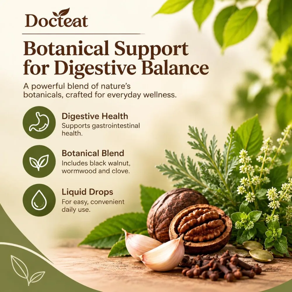 Black Walnut Wormwood 10 in 1 Liquid Drops with Clove & Garlic, Soursop & Oregano for Digestive Health & Gut Balance 30 Servings
