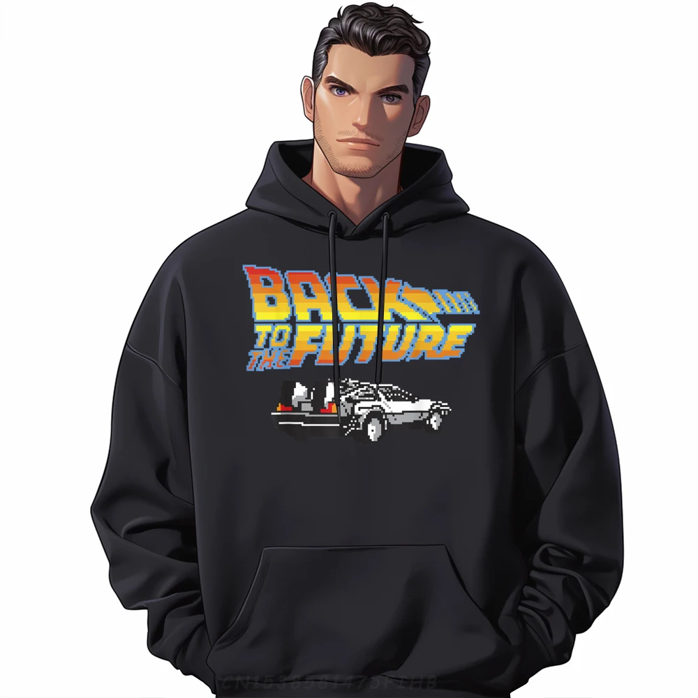 

8 Bit Delorean Round Collar Hoodies Trendy Oversized Graphic Long Sleeve Crazy Hoodies Newest Group Sweatshirt For Men