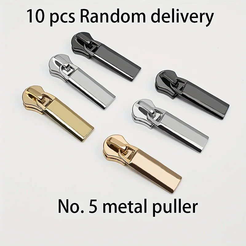 10 Stück # 5 Metall-Reißverschluss-Schieber in verschiedenen Farben, Ersatzgriffe für Taschen, Gepäck, Lederhandwerk, DIY