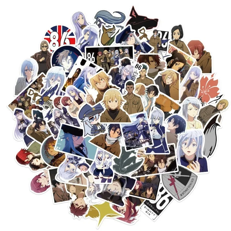 10/25/50Pcs Anime 86 Eighty Six Stickers Cartoon Graffiti Waterproof Sticker Luggage Suitcase Notebook Laptop Motorbike