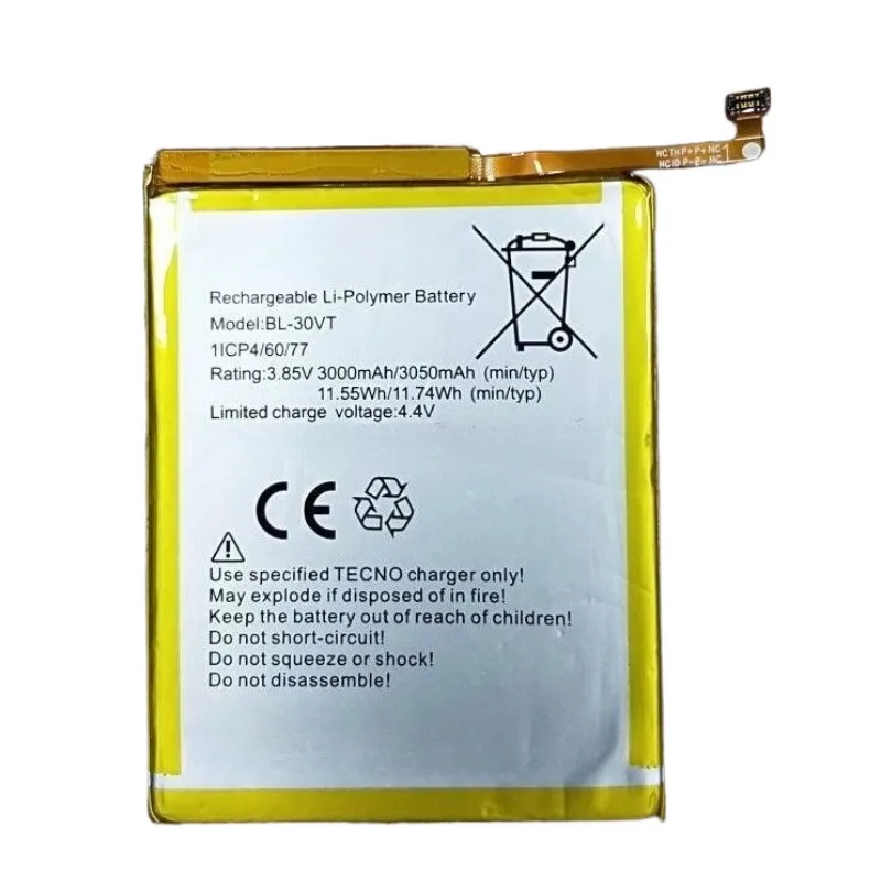 BL-30VT High Quality Phone Battery 3.8V 3050mAh For Tecno A44 POP 2Pro B2 Brand New Replacement Battery