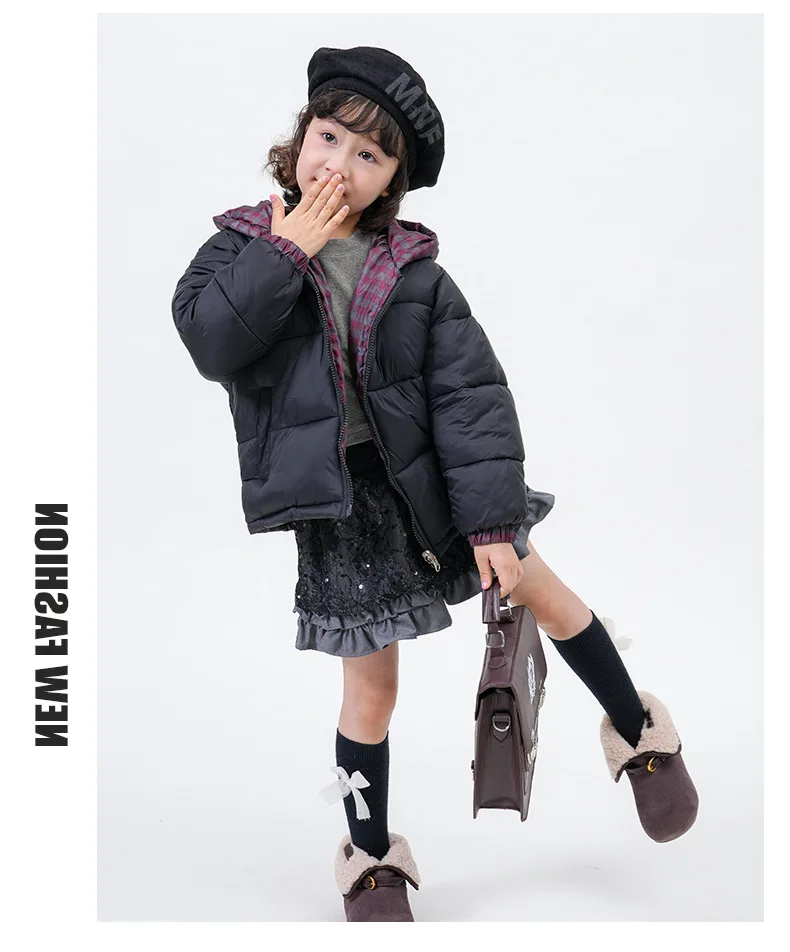 Winter Jungen Verdickte Karierte Kapuzenjacke aus Baumwolle Mädchen Kinder Winddichte Warme Jacke Baby Weiche Freizeitkleidung Schule Sport Kinder – Detail 20