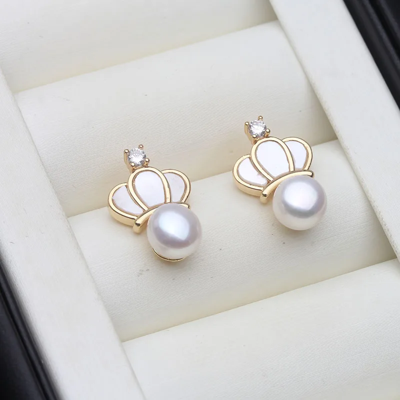 

Real Freshwater Natural Pearl Earrings Woman,Small Mini Silver 925 Stud Earrings With Pearls Wife Mother Anniversary Black White