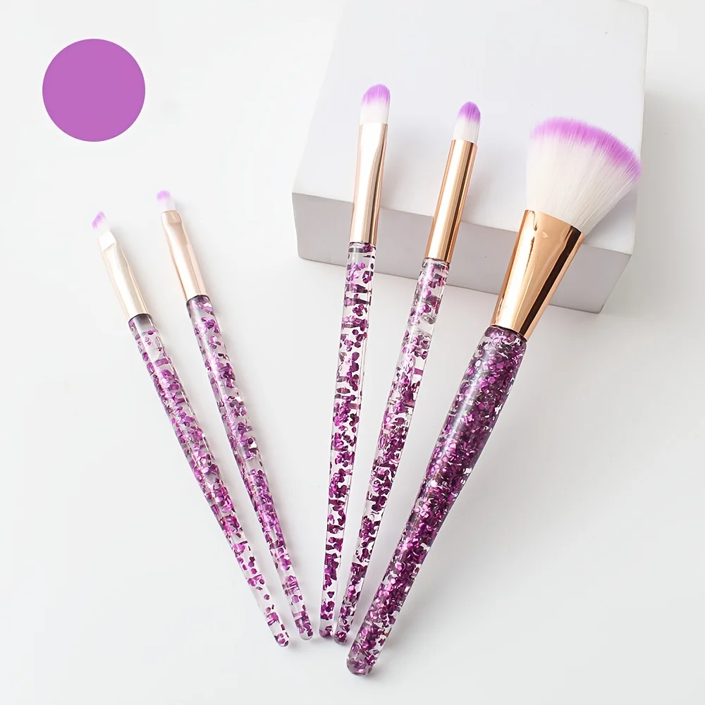 5pcs Nose Shadow Brush Set, for Eyeshadow, Eyebrow - Nylon Bristles, Hypoallergenic Nylon Bristles for Universal Light Beige Typ