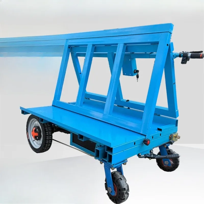 Electric trolley four-wheel pull glass truck construction site pull gypsum board floor brick stone transport truck