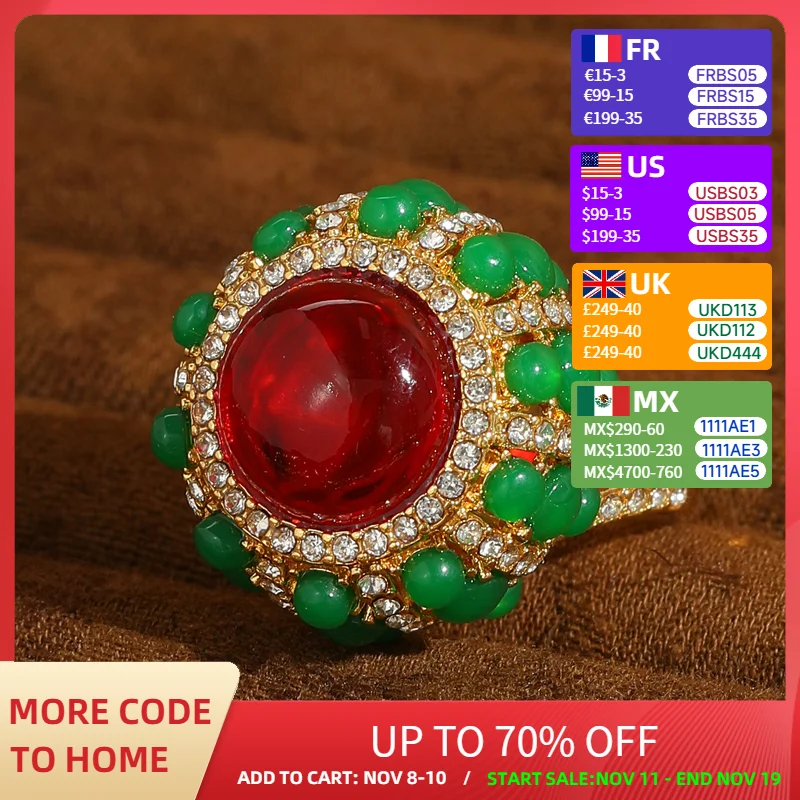 

Vintage Oval Red Agate Green Ring Jade Stone Flower Mothers Day Gift Christmas Holiday Party Accessories For Women 2025 Trends