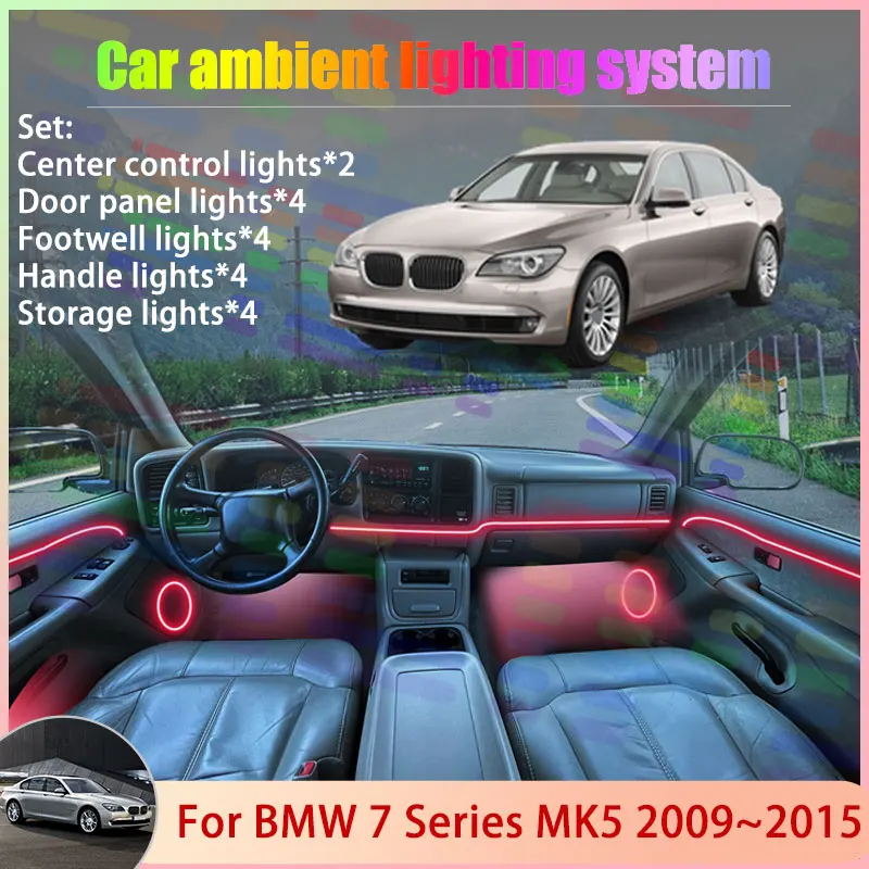 

For BMW 7 Series MK5 2009~2015 F01 F02 F03 F04 2/18 in 1 Car Atmosphere Light Lamp RGB Shade Ensemble Streamer Atmosphere Set