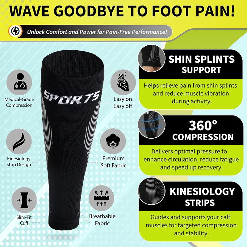 Sports Calf Support Socks Knitted Breathable Non Slip High Elastic Protective for Men Women Fitness Basketball