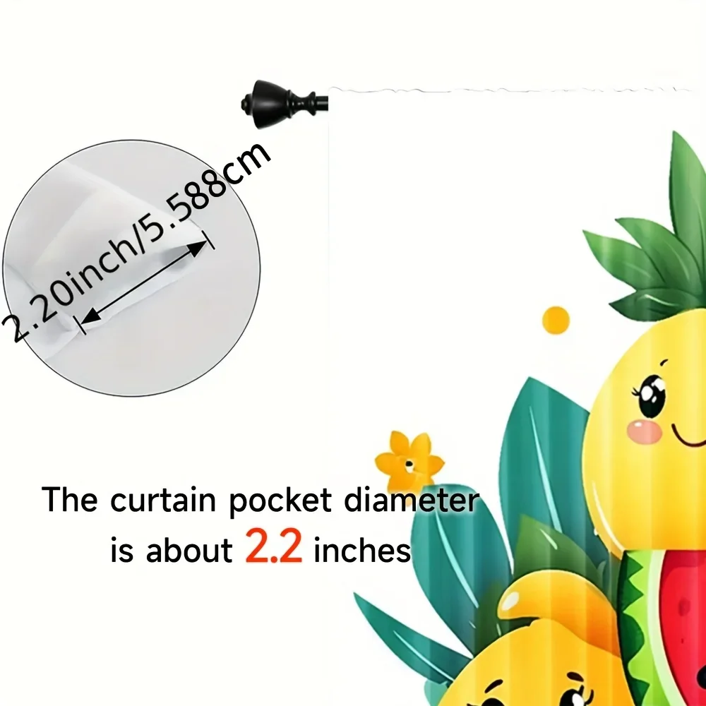 Fruit art style patterns Print Drapes Room Darkening Window Curtains for Home Decor,Rod Pocket Blackout Curtains Bedroom