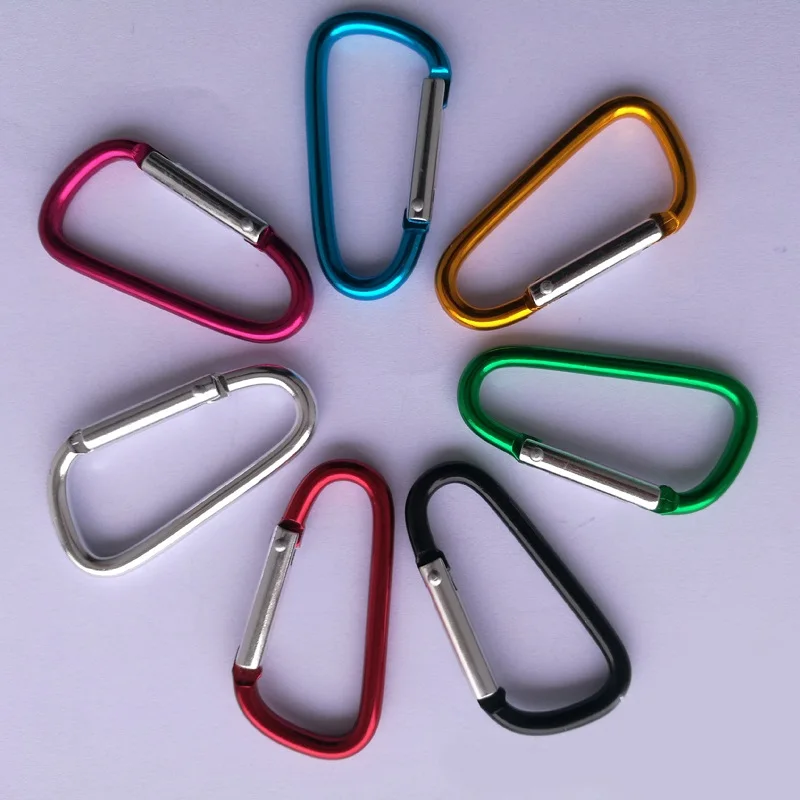 2pcs 7#D-shaped Aluminum Alloy Carabiner Clip without Lock Spring Snap Buckle for Outdoors Harness and Key Ring GDeals