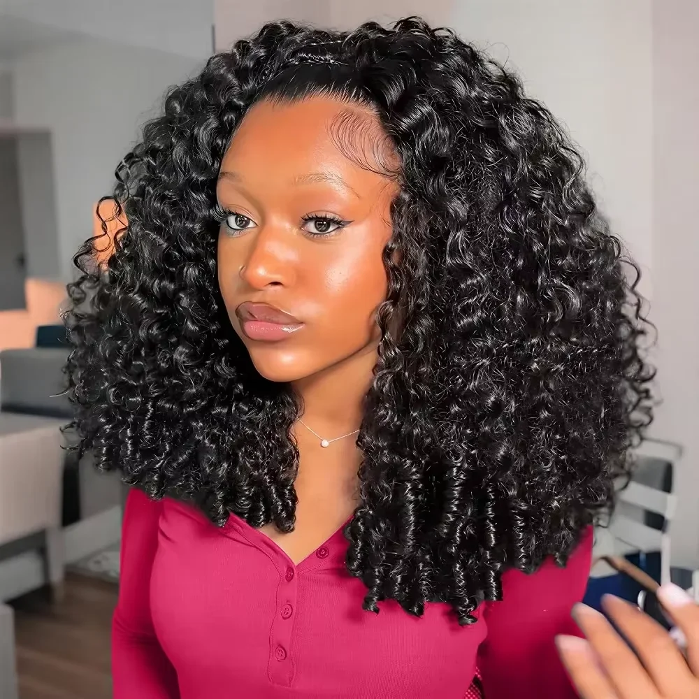 Queenlike 18-34 Inches Burmese Curly 13x4 HD Lace Front Wig Human Hair 250 Density Preplucked Lace Frontal Wigs Human Hair For Women