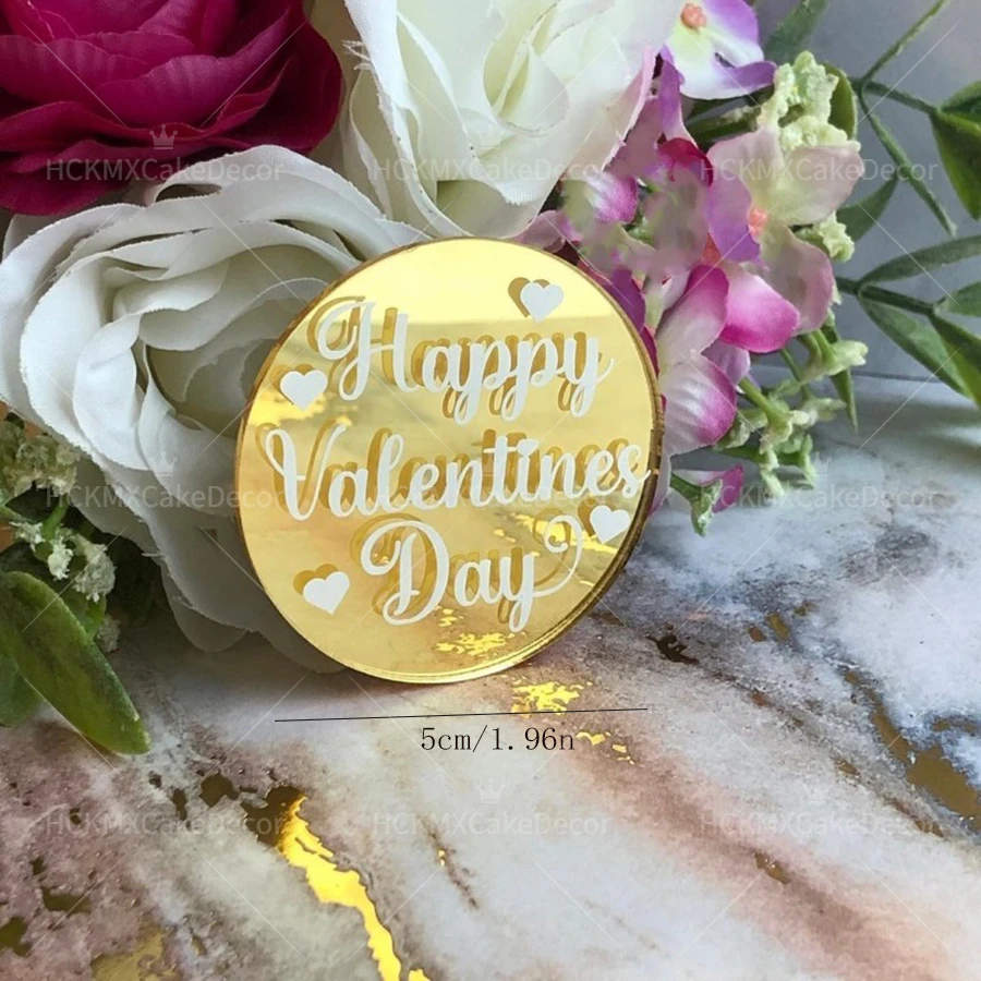 10pcs Gold Acrylic Heart Shaped LOVE Cake Topper for Wedding Valentine\'s Day Party Cupcake Decoration Supplies