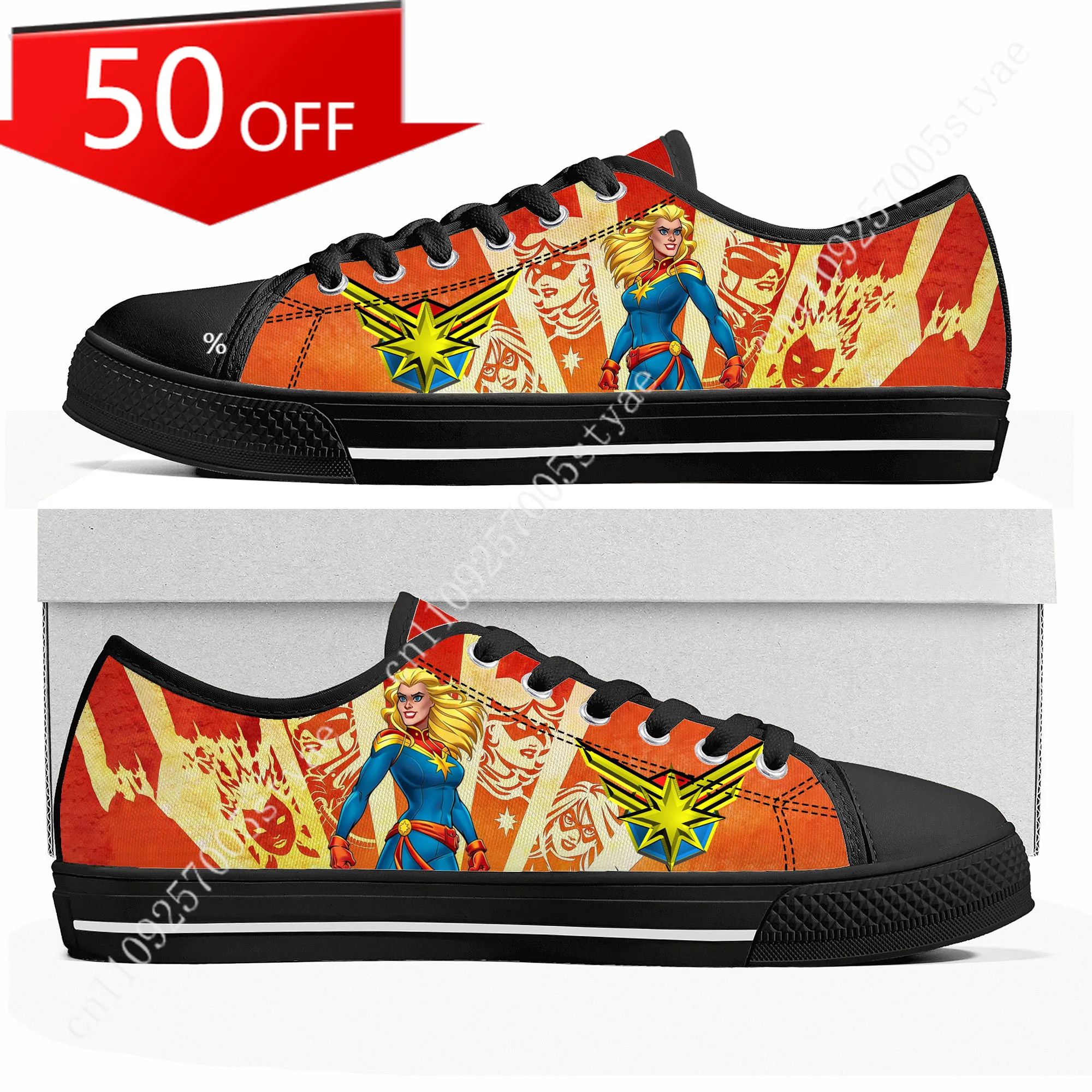 Marvel Captain Marvel Low Top High Quality Sneakers Mens Women Canvas Sneaker Casual Custom Shoes