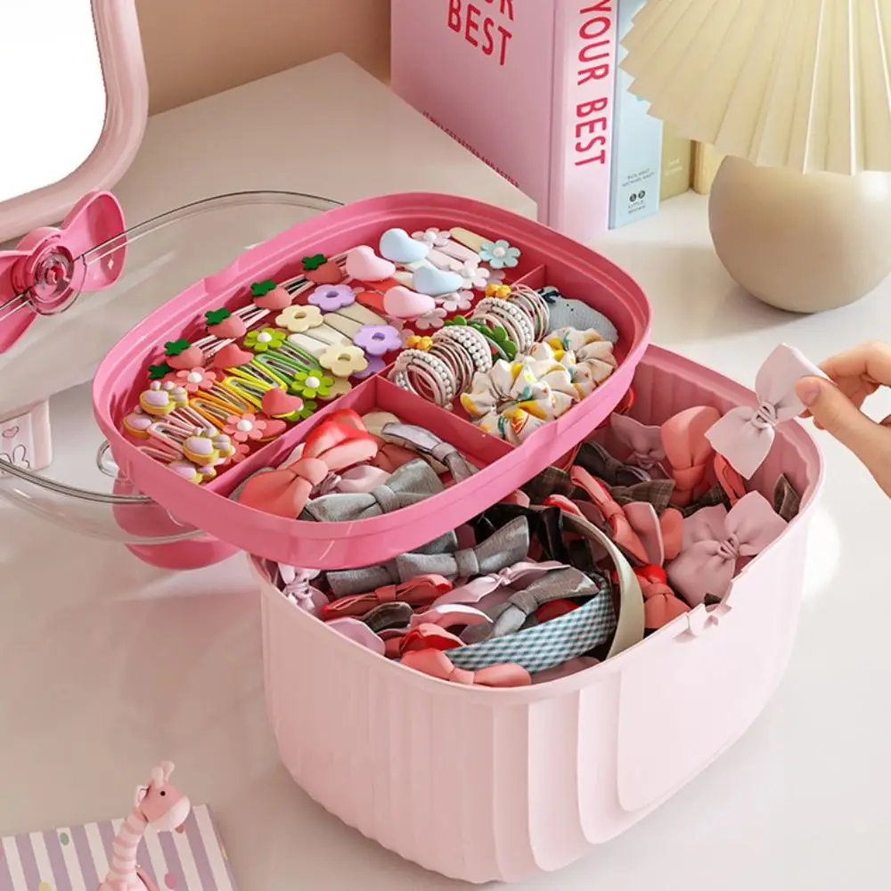 New Multi-layer Hairpin Storage Box Bowknot Hair Accessories Jewellery Box Waterproof Organizer Box Girl