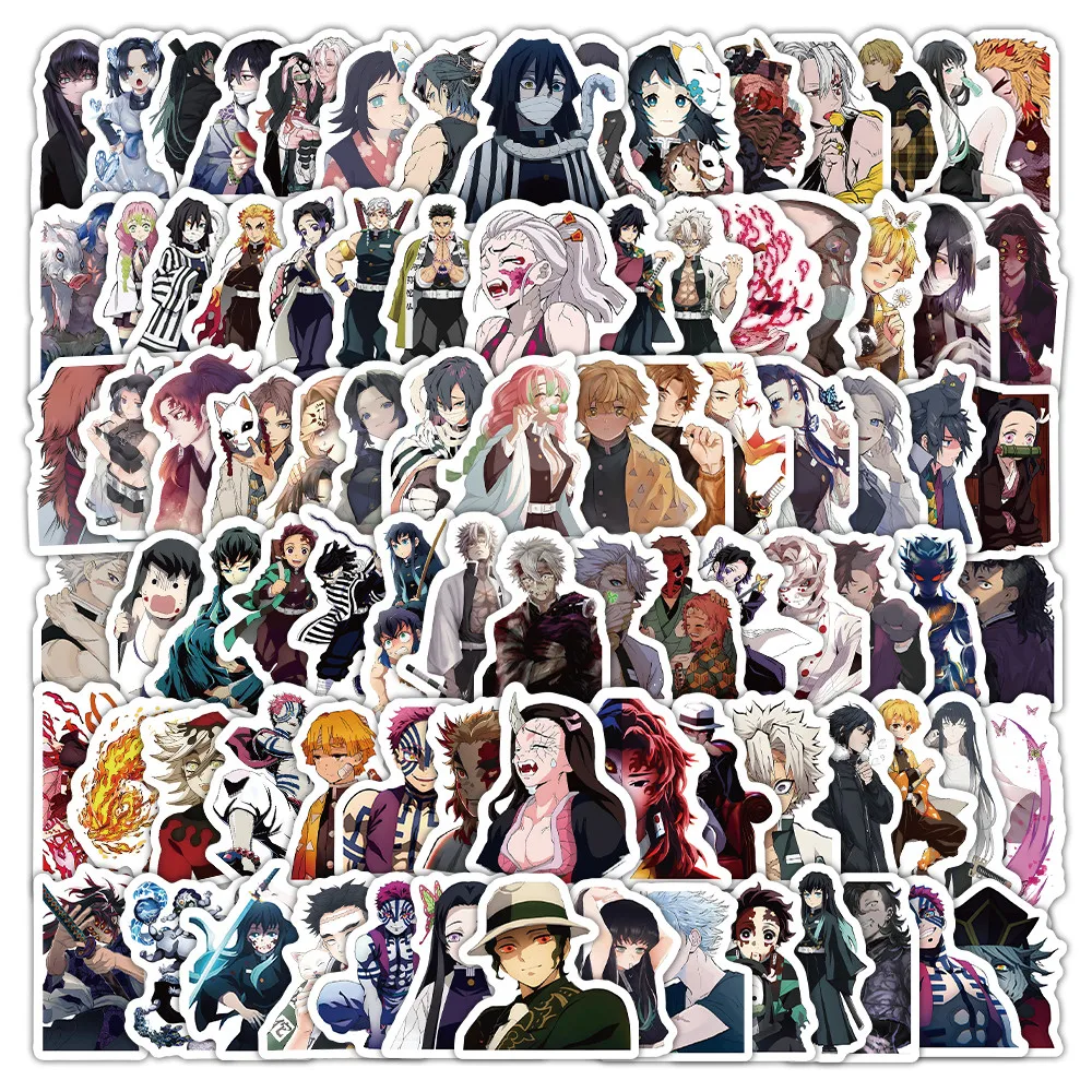 103PCS  New Styles Anime Demon Slayer Graffiti Stickers for Bicycle Hand Account Pencil Case Decals