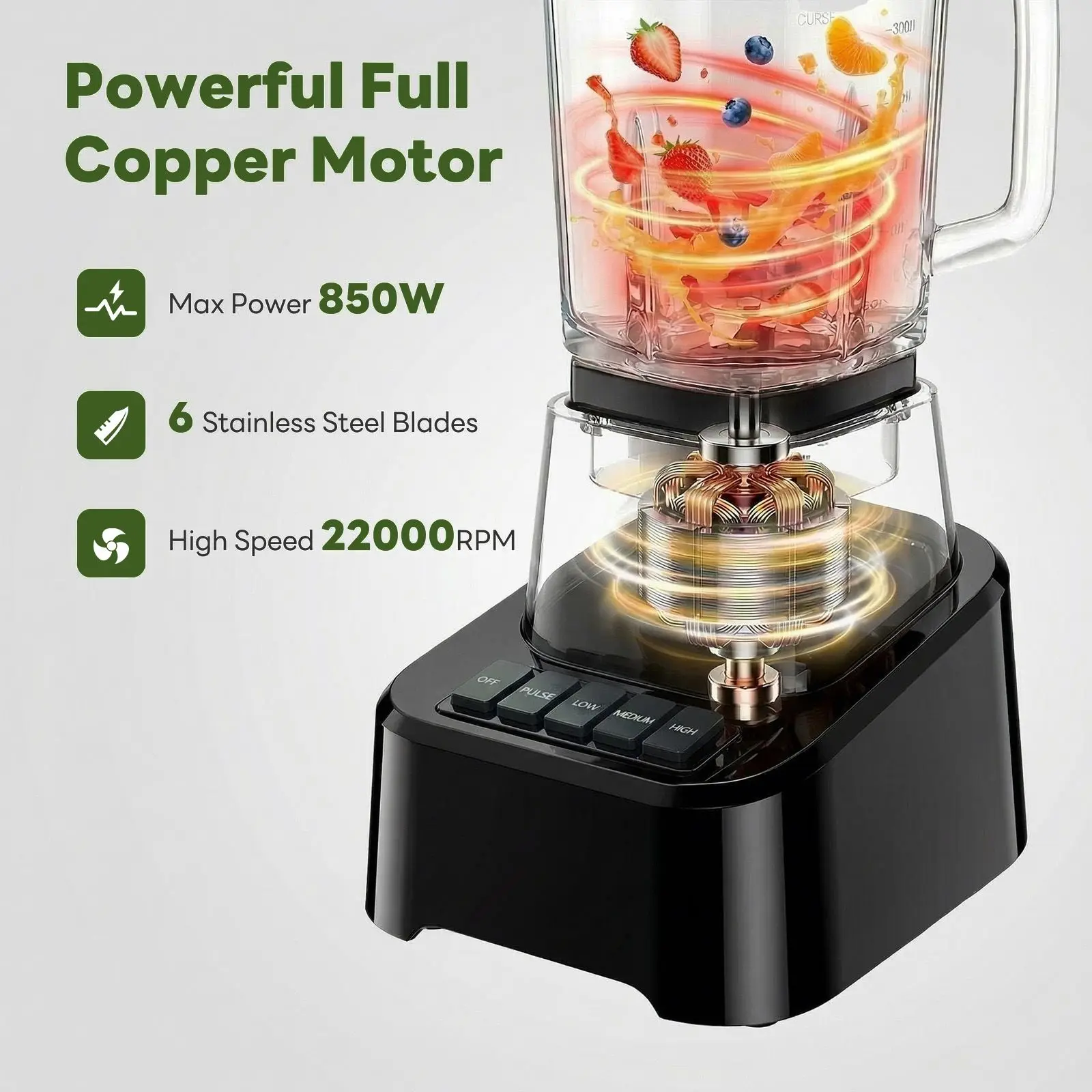 Upgraded Professional ice cream blender, full-size household blender, equipped with a 54-ounce large-capacity glass cup