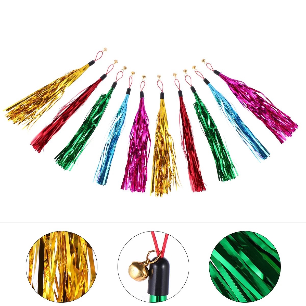 

10Pcs Cat Teaser Replacement Heads Glitter Tassels Design Safe Durable Material Interactive Indoor Cat Play Refills