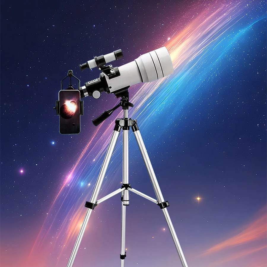

30070 Astronomy Telescope White Black Stripe 15-150x Zoom Professional Telescope Suitable for Hiking To Explore The Universe