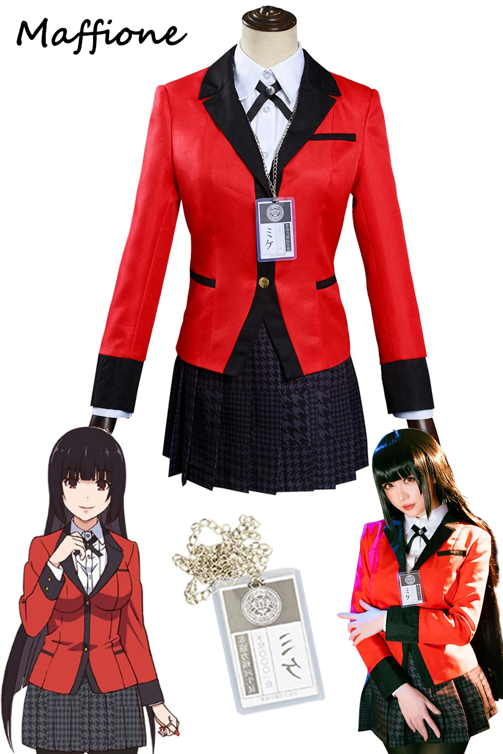 Jabami Yumeko Cosplay Anime Kakegurui Red School Costume Women Disguise Outfit Female Roleplay Halloween Carnival Party Suits