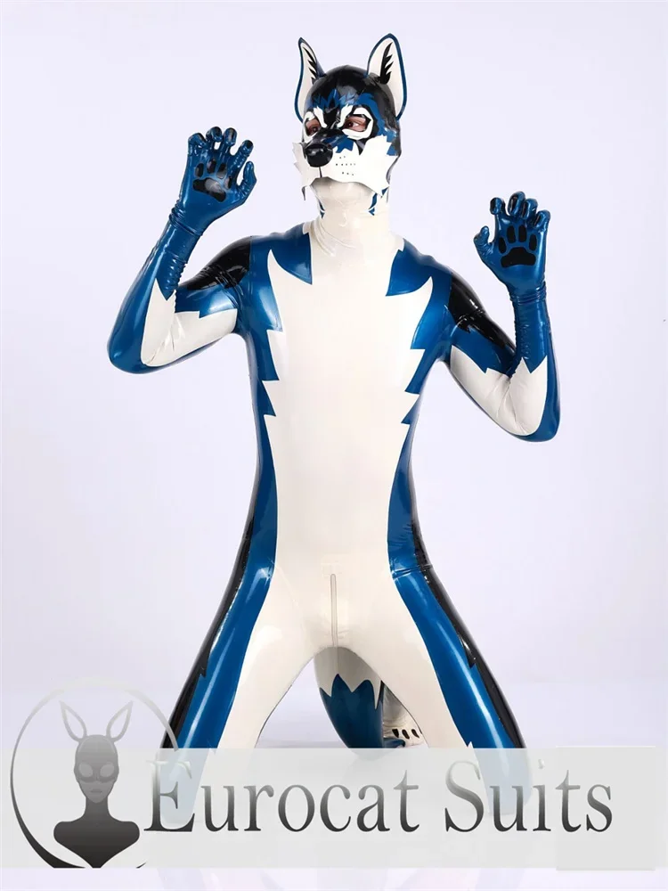 latex fetish hood puppy catsuit whole set  Eurocat suits  bodysuitmask rubber catsuits  clubwearing maleWOLF PETSUIT