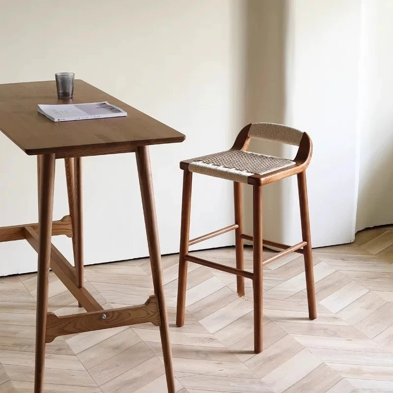 الروطان الخشب بار البراز لهجة الحد الأدنى شرفة مصمم كراسي بار فاخرة الاسترخاء الجمالية تشيس دي بار الأثاث الفريد